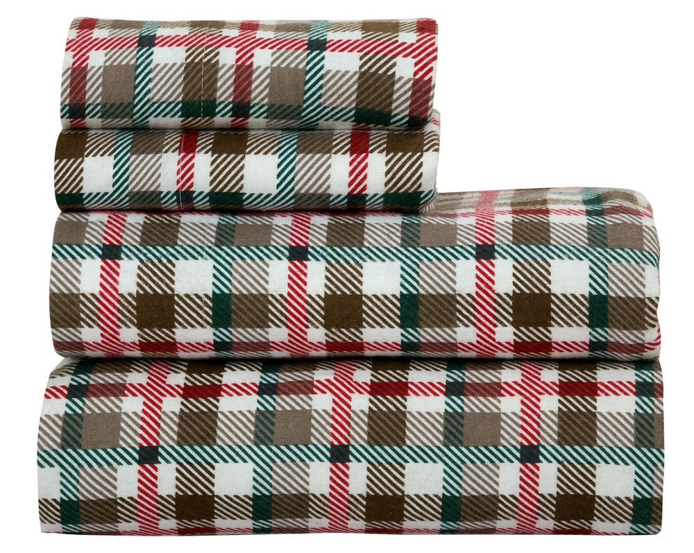 4-Piece Printed Flannel Sheet Set – 100% Cotton
