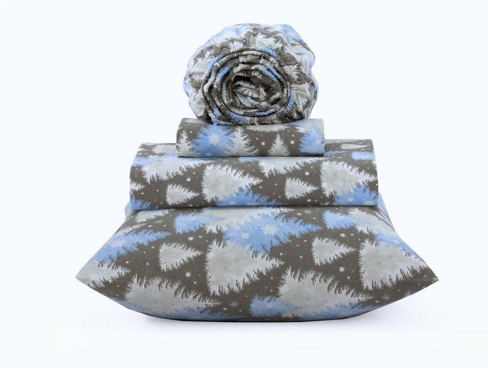 4-Piece Printed Flannel Sheet Set – 100% Cotton