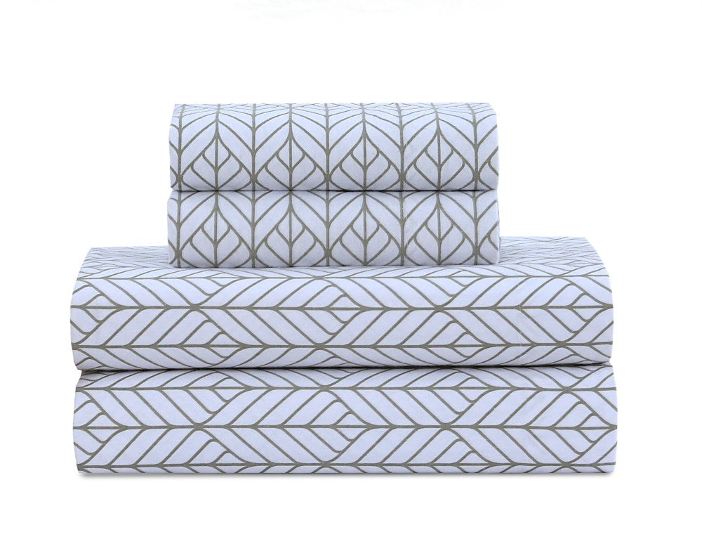 4-Piece Printed Flannel Sheet Set – 100% Cotton