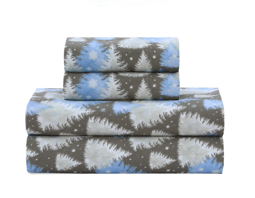 4-Piece Printed Flannel Sheet Set – 100% Cotton