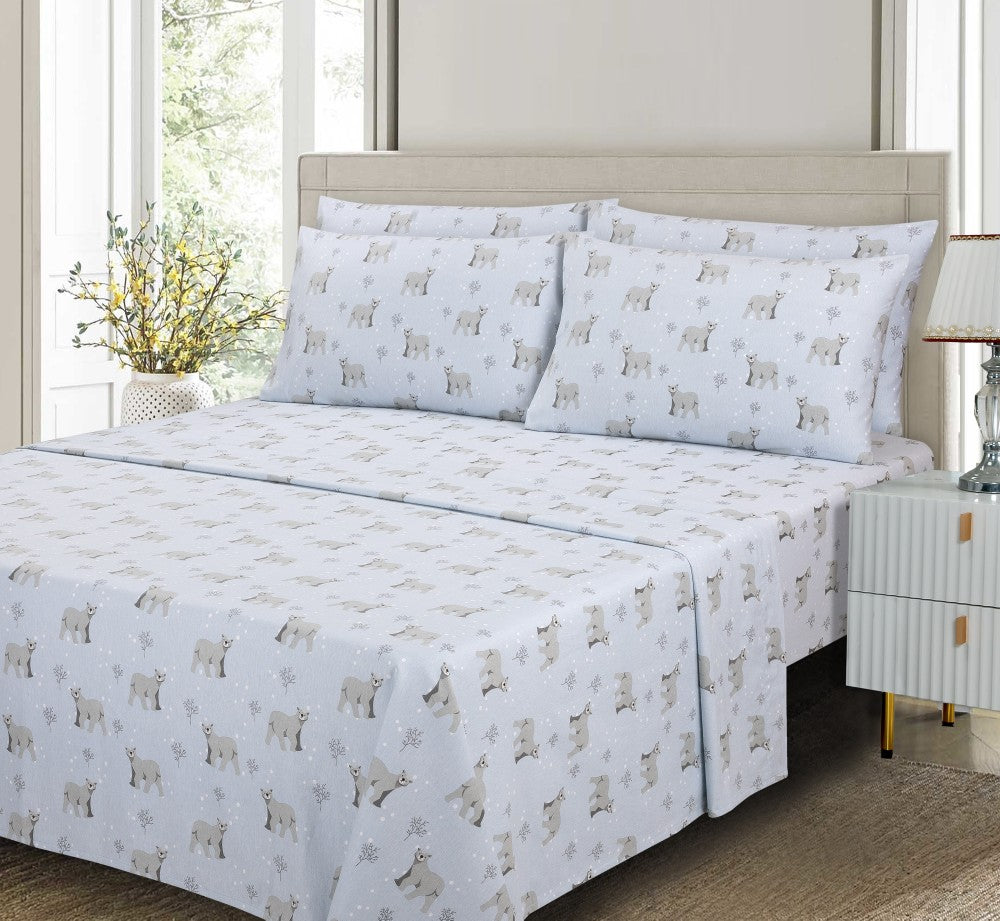 4-Piece Printed Flannel Sheet Set – 100% Cotton