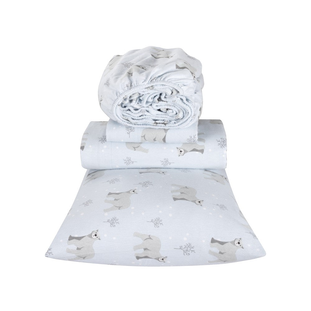 4-Piece Printed Flannel Sheet Set – 100% Cotton