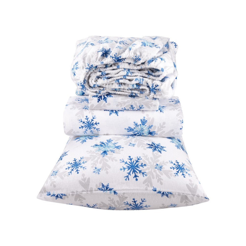 4-Piece Printed Flannel Sheet Set – 100% Cotton