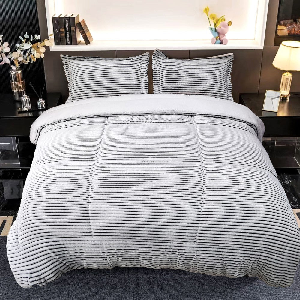 3-Piece Plush & Sherpa Comforter Set