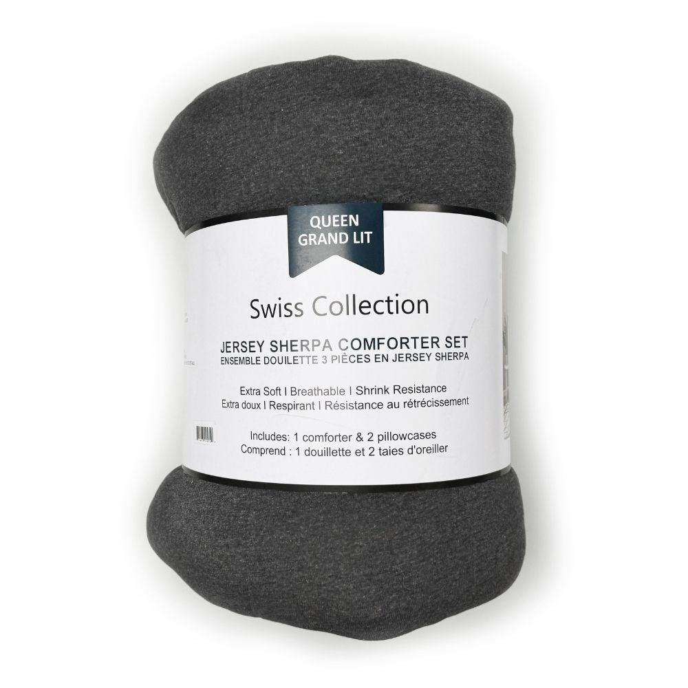 Stripe Jersey Sherpa Comforter Set