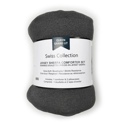 Stripe Jersey Sherpa Comforter Set