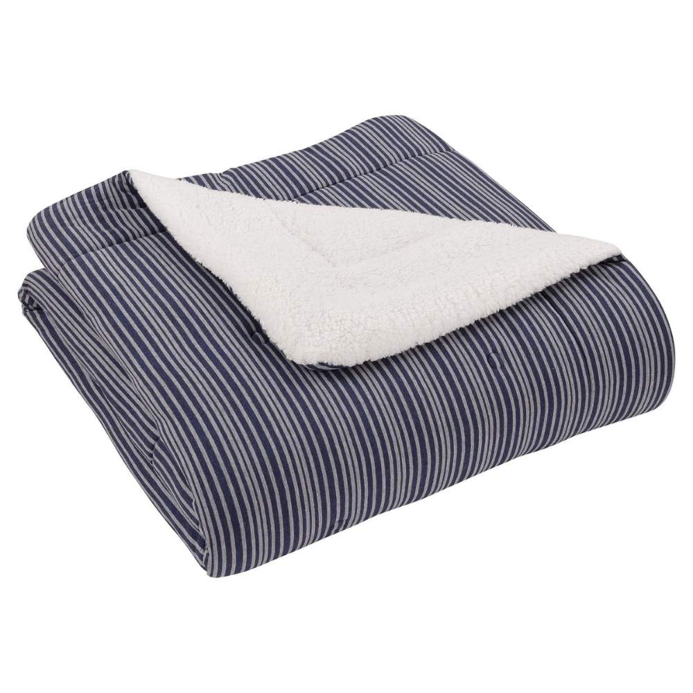 Stripe Jersey Sherpa Comforter Set