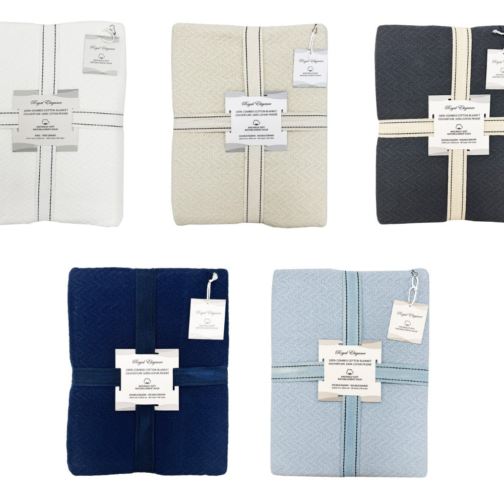 Combed Cotton Blankets Herringbone