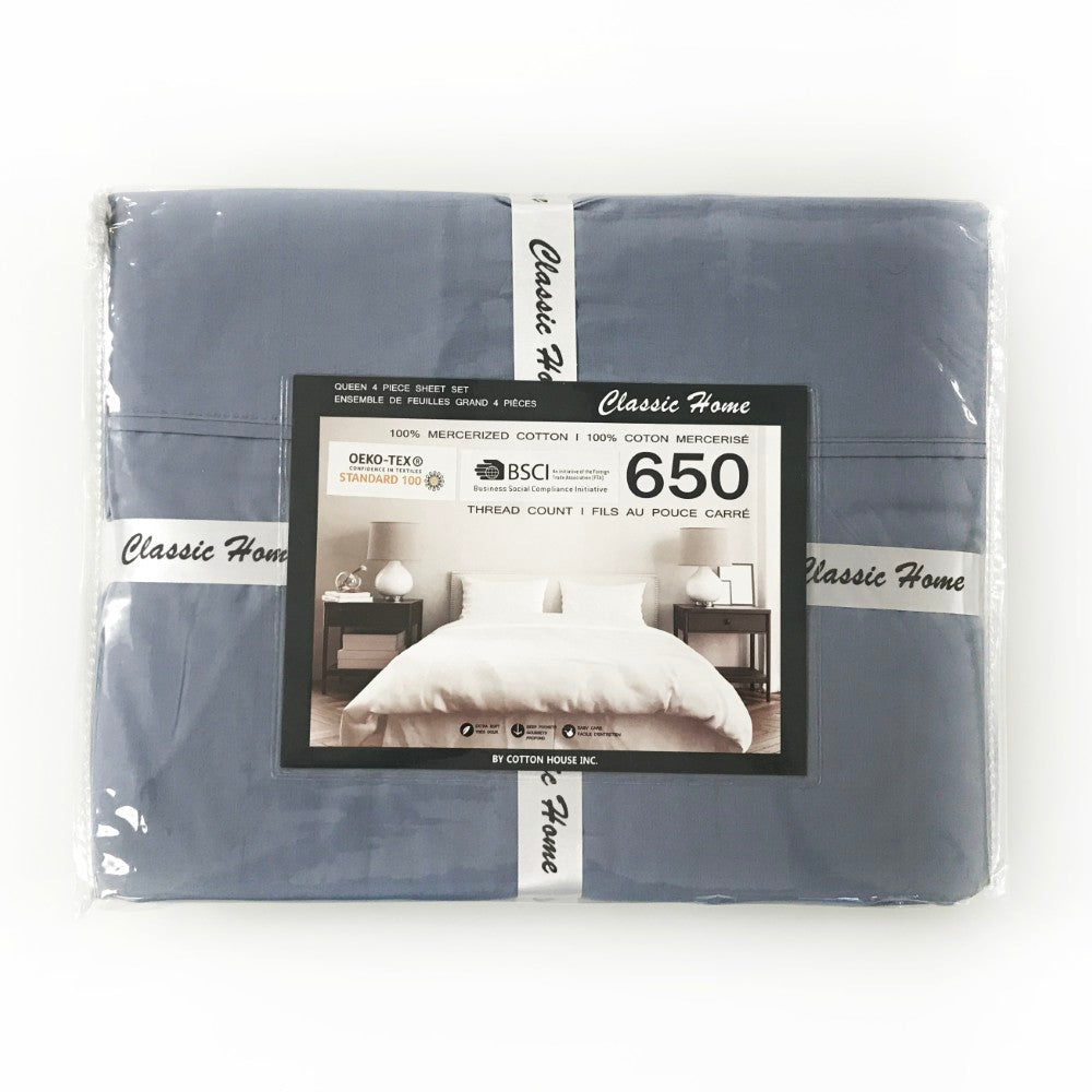 650-TC 100% Mercerized Cotton Sheet Set