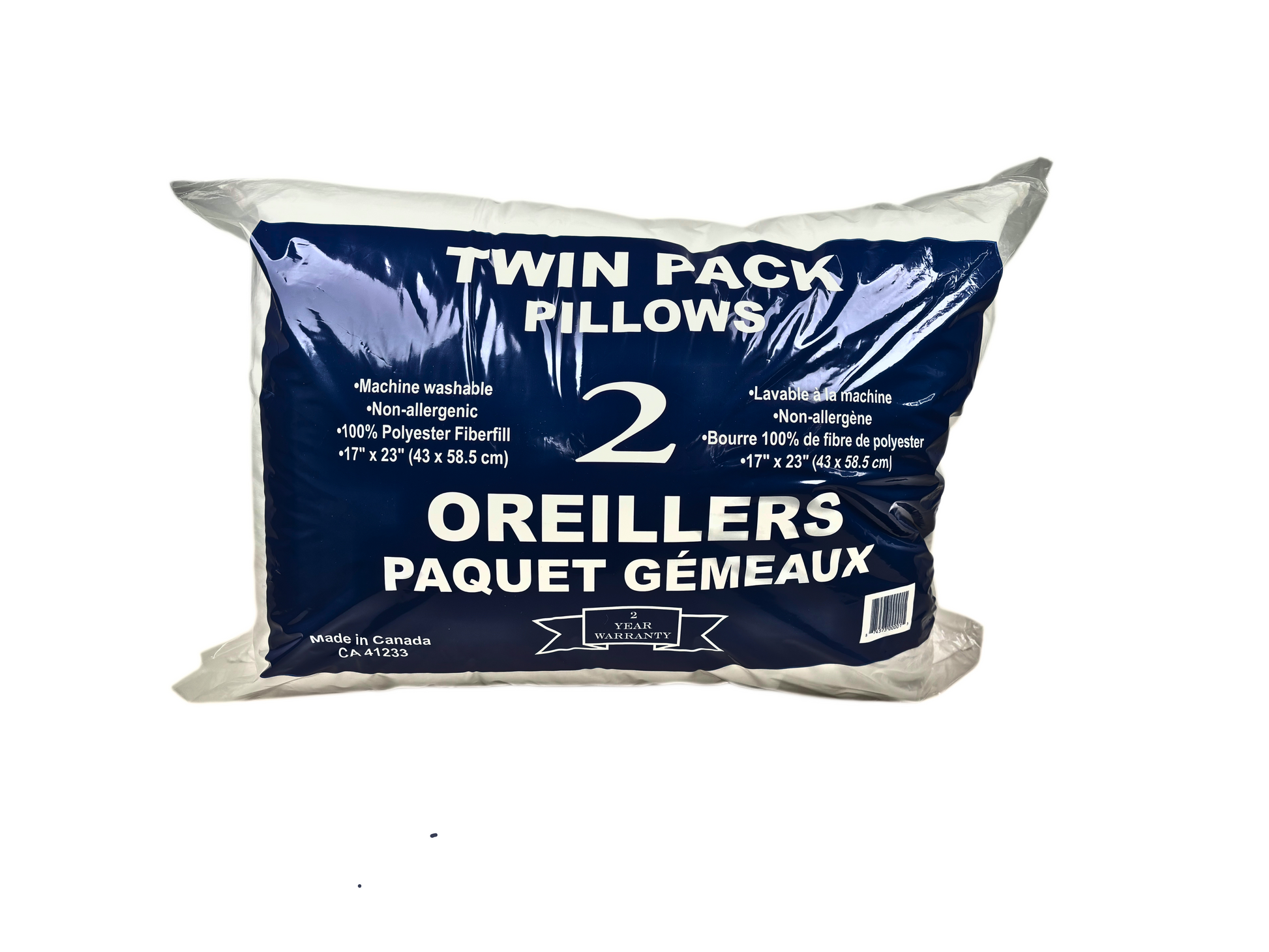 Twin Pack Pillows 2 PK. TC-200 50% Polyester 50% Cotton Covering. Hollow Fill Siliconized Polyester