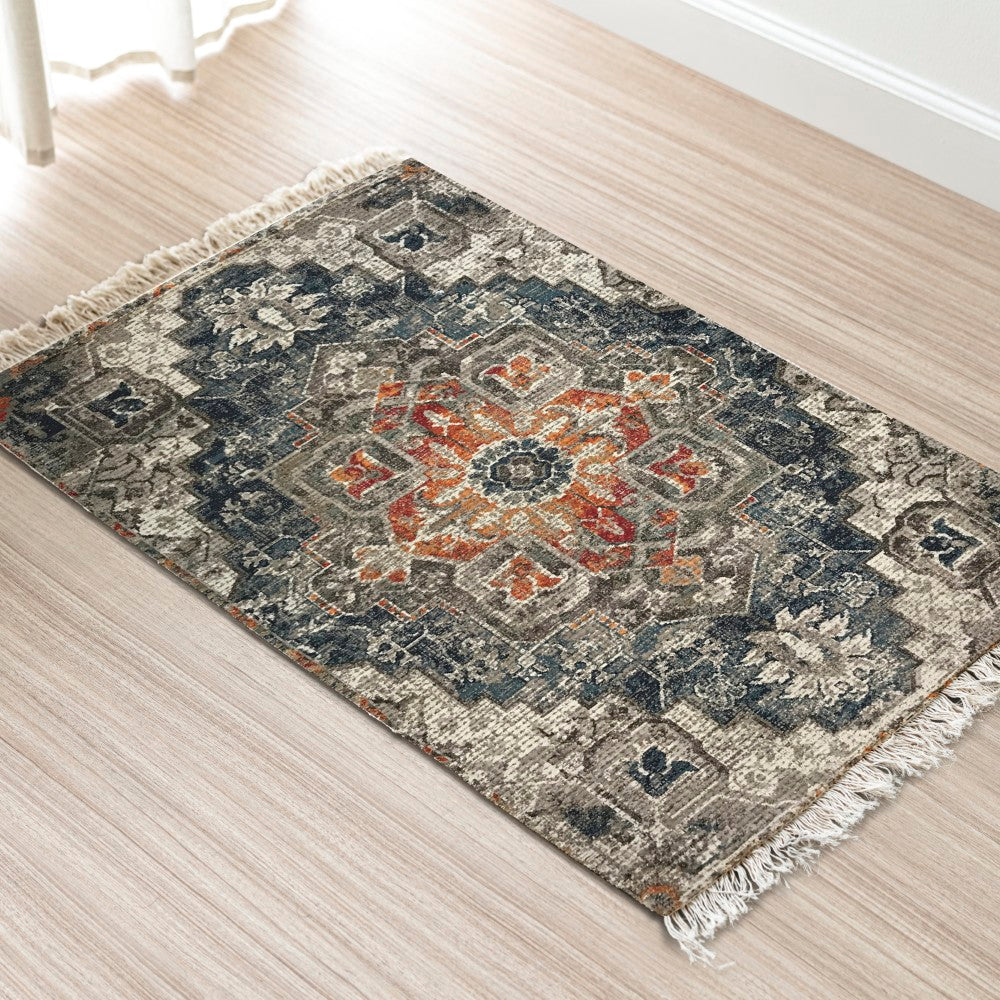 Chenille Rug with Fringes Printed