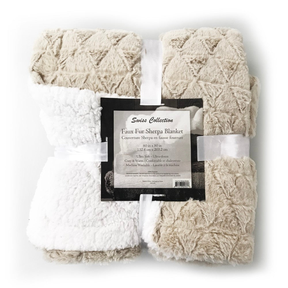 Faux Fur Sherpa Blanket. 100% Polyester