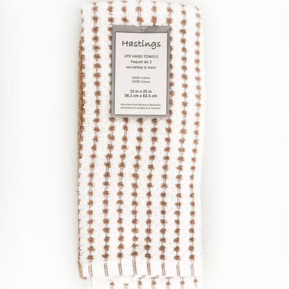 2 Pk Hand Towels. 100% Cotton, Yarn Dyed