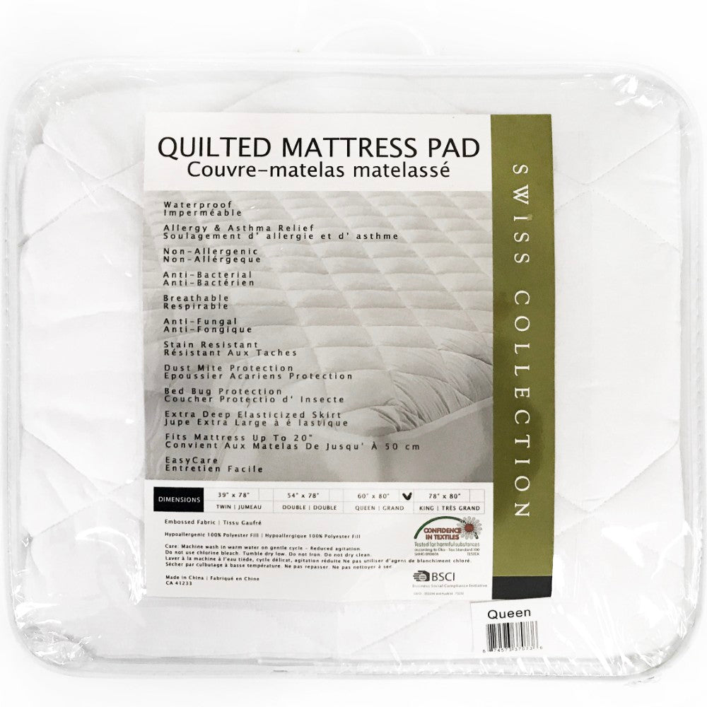 Swiss Collections Quilted Mattress Protector Microfiber. Waterproof. Embossed