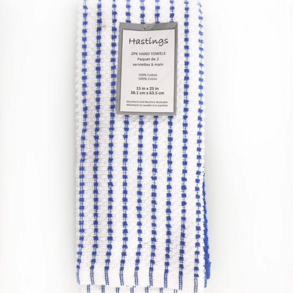 2 Pk Hand Towels. 100% Cotton, Yarn Dyed