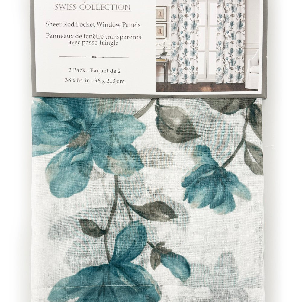 2PK Sheer Curtains with Rod Pocket Panel-HF2398