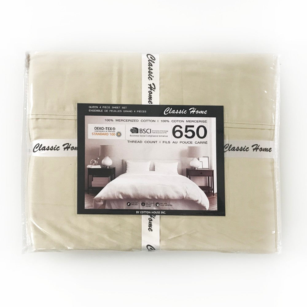 650-TC 100% Mercerized Cotton Sheet Set