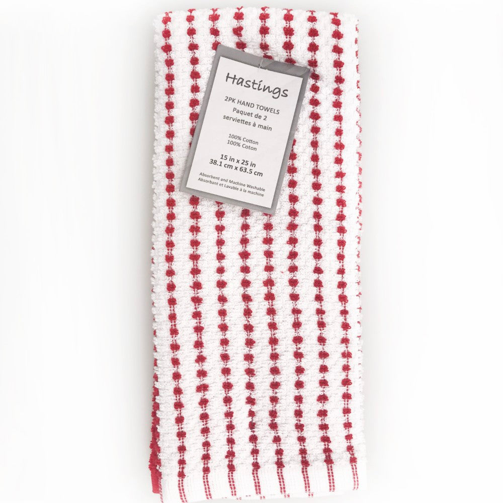 2 Pk Hand Towels. 100% Cotton, Yarn Dyed