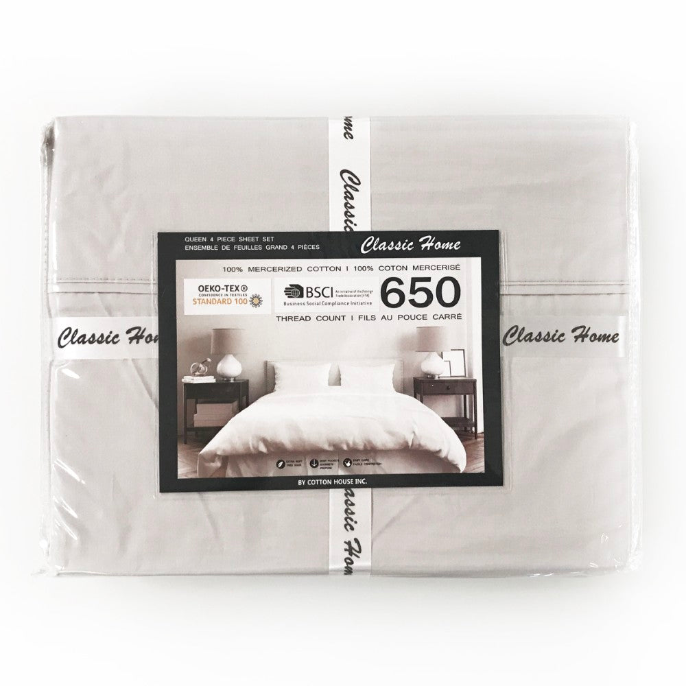 650-TC 100% Mercerized Cotton Sheet Set