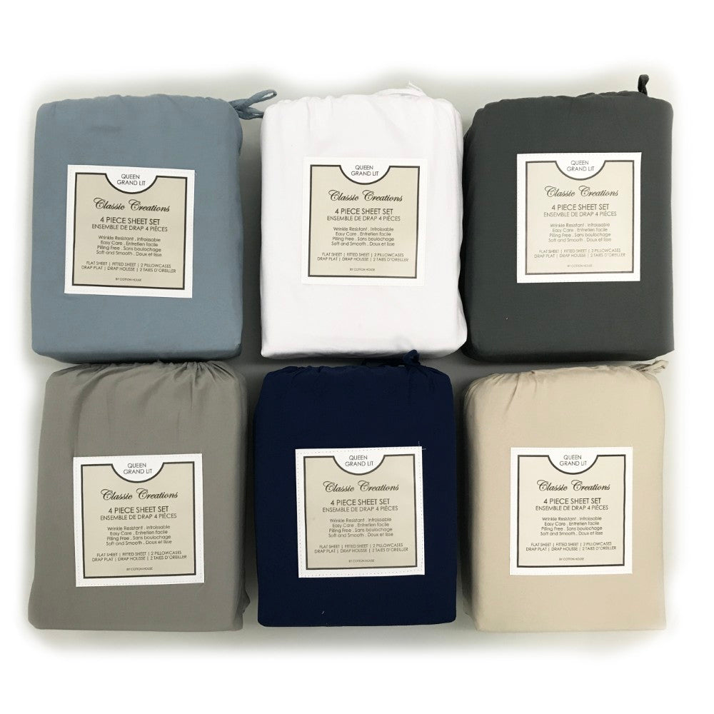Classic Creations Sheet Set 4PC, 120 GSM 100% Microfiber
