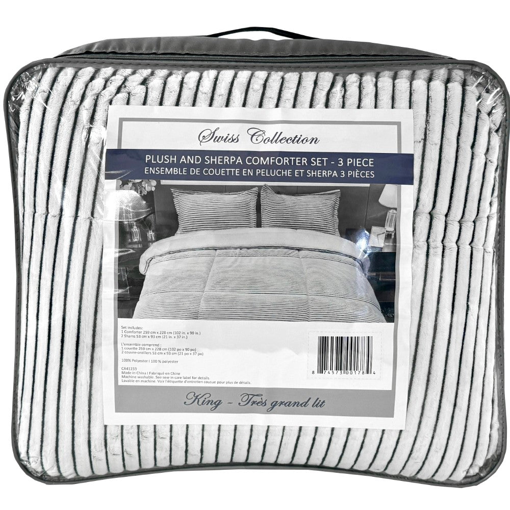 3 Piece Plush Sherpa Comforter Set