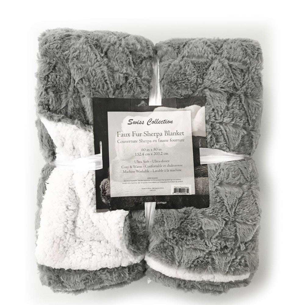 Faux Fur Sherpa Blanket. 100% Polyester
