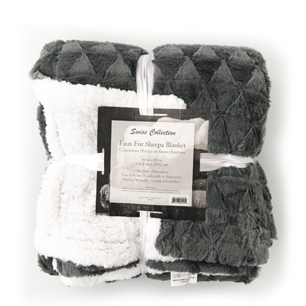 Faux Fur Sherpa Blanket. 100% Polyester